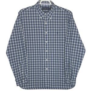 Ralph Lauren Heritage Plaid Shirt Blue Button Up Mens Size 17 1/2 XL Preppy